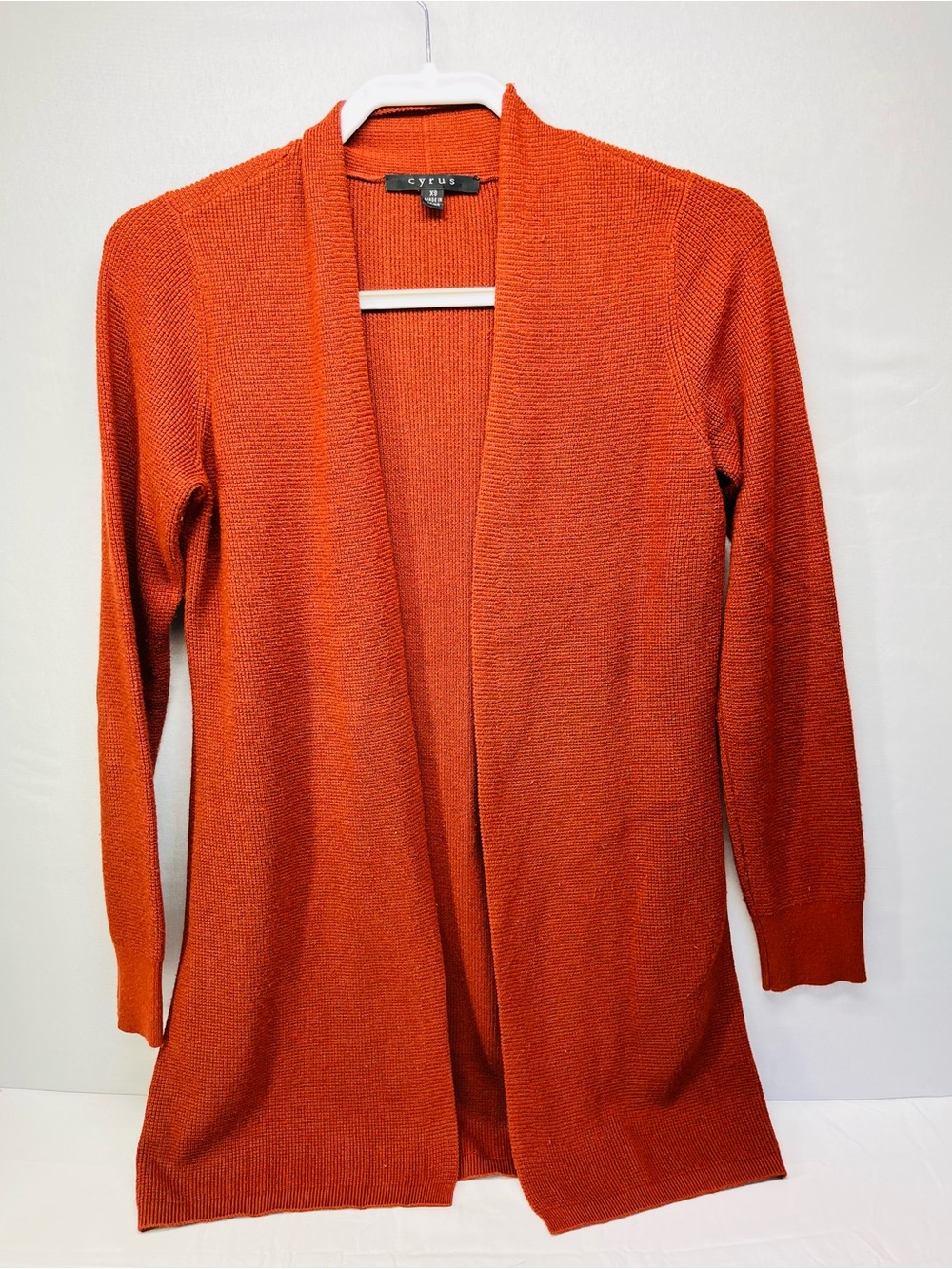 Cyrus Open-Front Long Cardigan - Burnt Orange‎